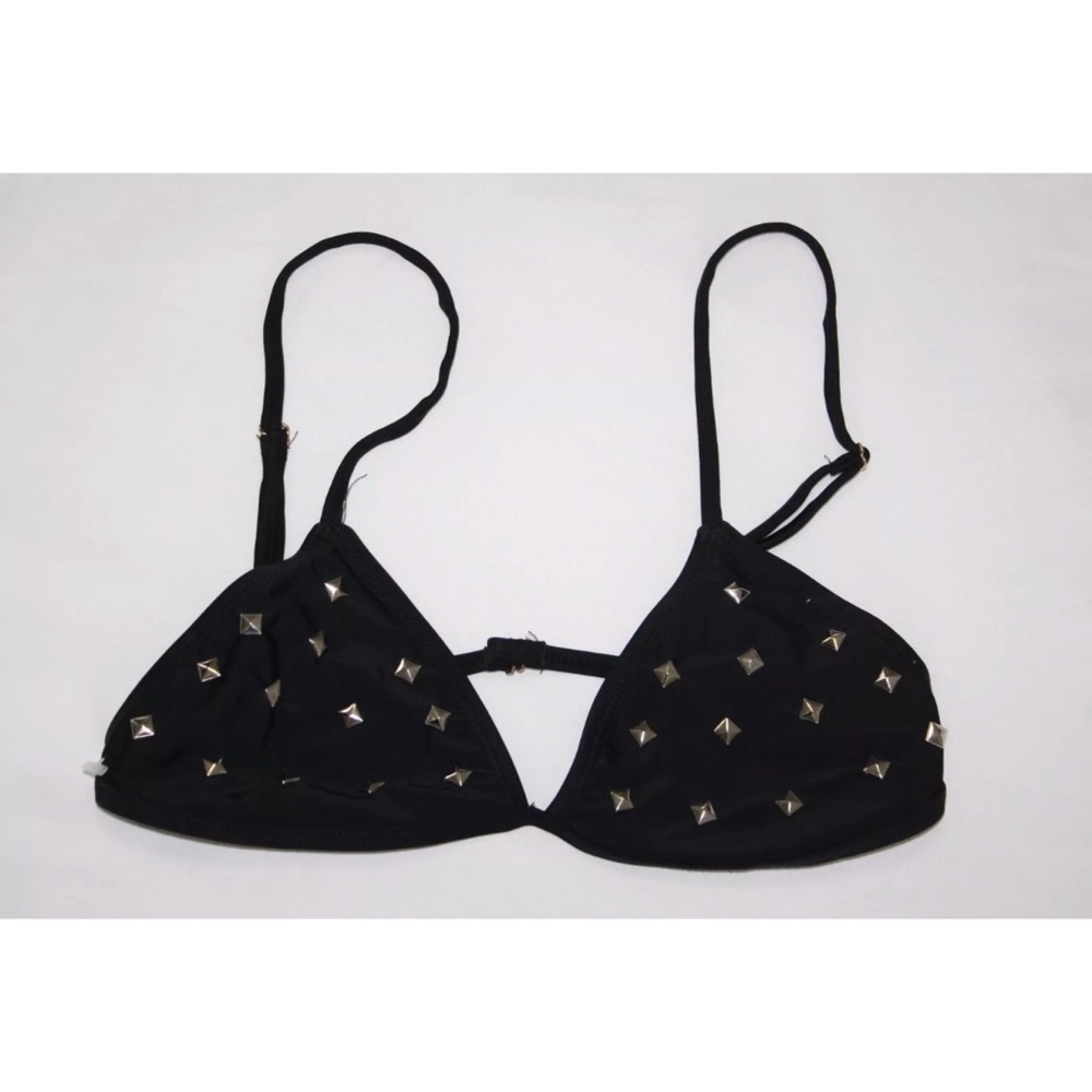 BEACH RIOT BLACK STUDDED TRIANGLE BIKINI SWIM TOP